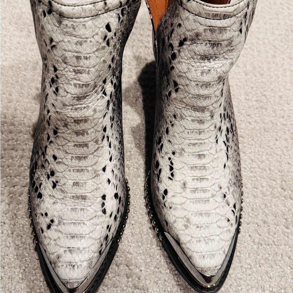 Jeffrey Campbell Gray and Black Ankle Booties with Snakeskin Pattern